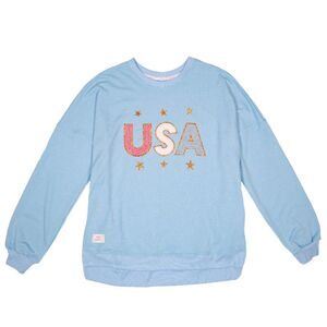 Simply Southern USA Sweatshirt Oversized Women Size Small Sparkle Letter Pullove